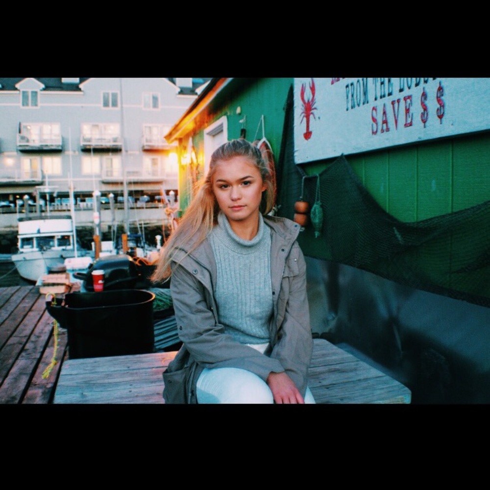 Gray cropped sweater with high neck